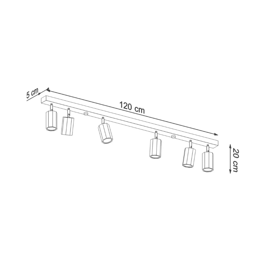Plafonnier zeke en bois chêne de 120 cm avec cinq spots ajustables lampe zeke bois s’intégrera parfaitement