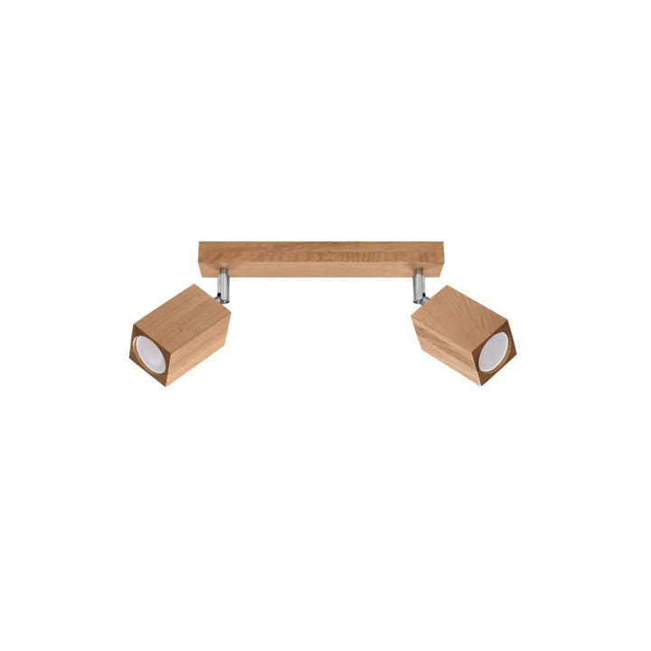 Luminaire plafonnier keKe 2 en bois clair avec double spot cube ajustable style loft bois s’intégrera parfaitement