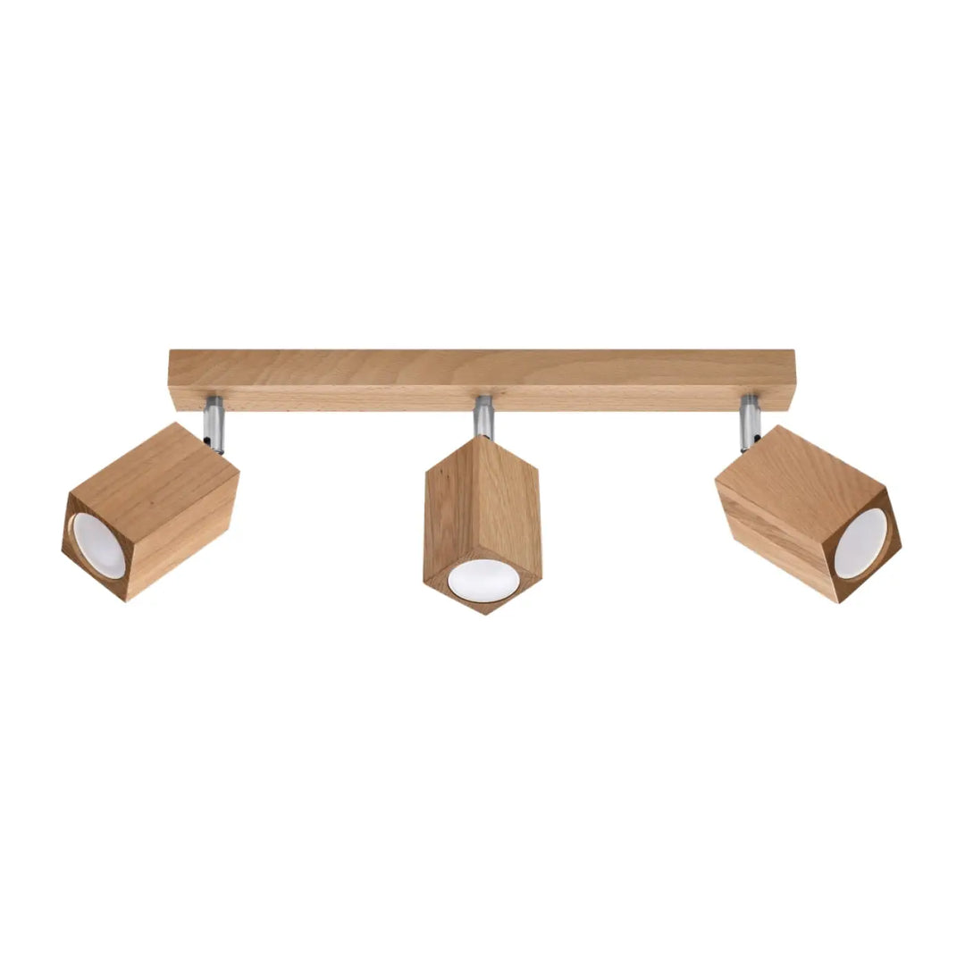 Luminaire plafonnier keke 3 en chêne avec trois têtes style loft et abat-jour hexagonal pour sentez-vous mieux