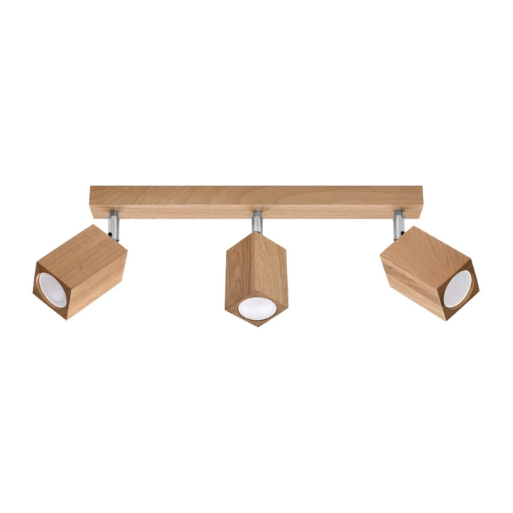 Luminaire plafonnier keke 3 en chêne avec trois têtes style loft et abat-jour hexagonal pour sentez-vous mieux