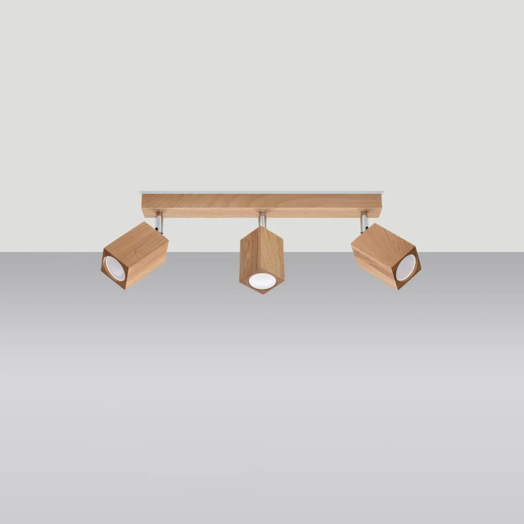 Modern plafonnier keke en chêne avec trois spots hexagonaux ajustables style loft pour sentez-vous mieux