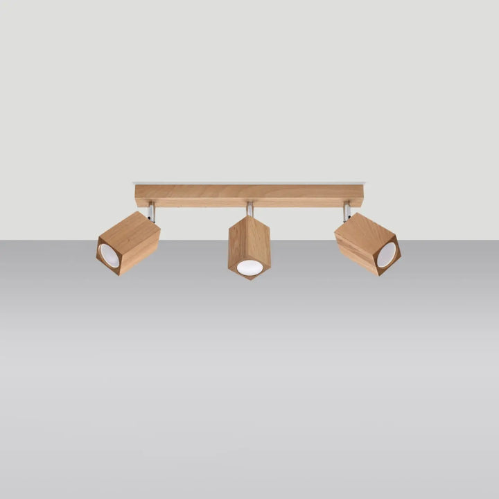 Modern plafonnier keke en chêne avec trois spots hexagonaux ajustables style loft pour sentez-vous mieux