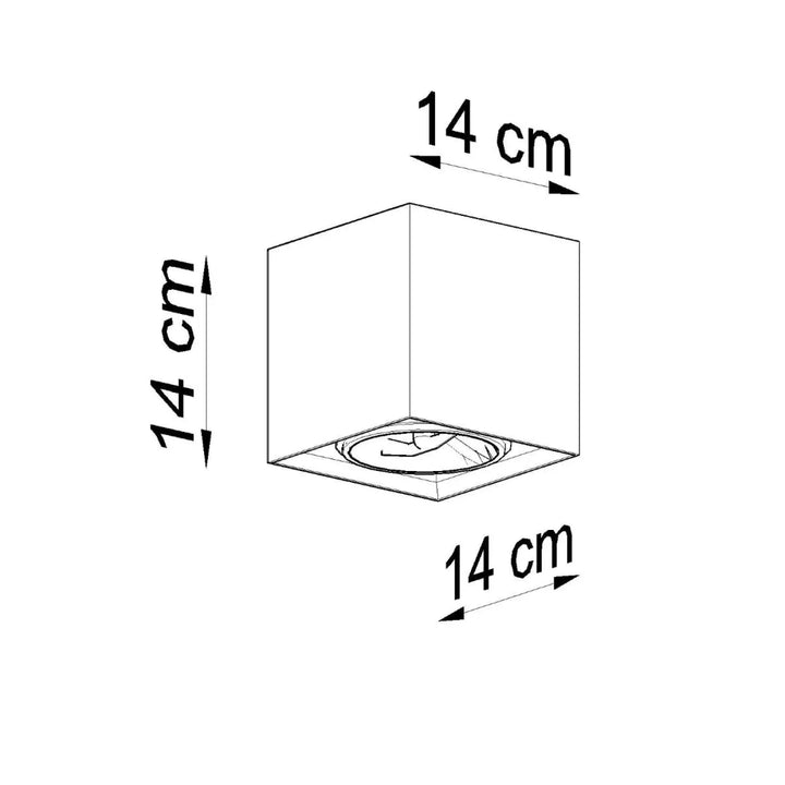 Luminaire plafonnier valde en béton durable, cube 14 cm, design minimaliste, facile à nettoyer, base carrée