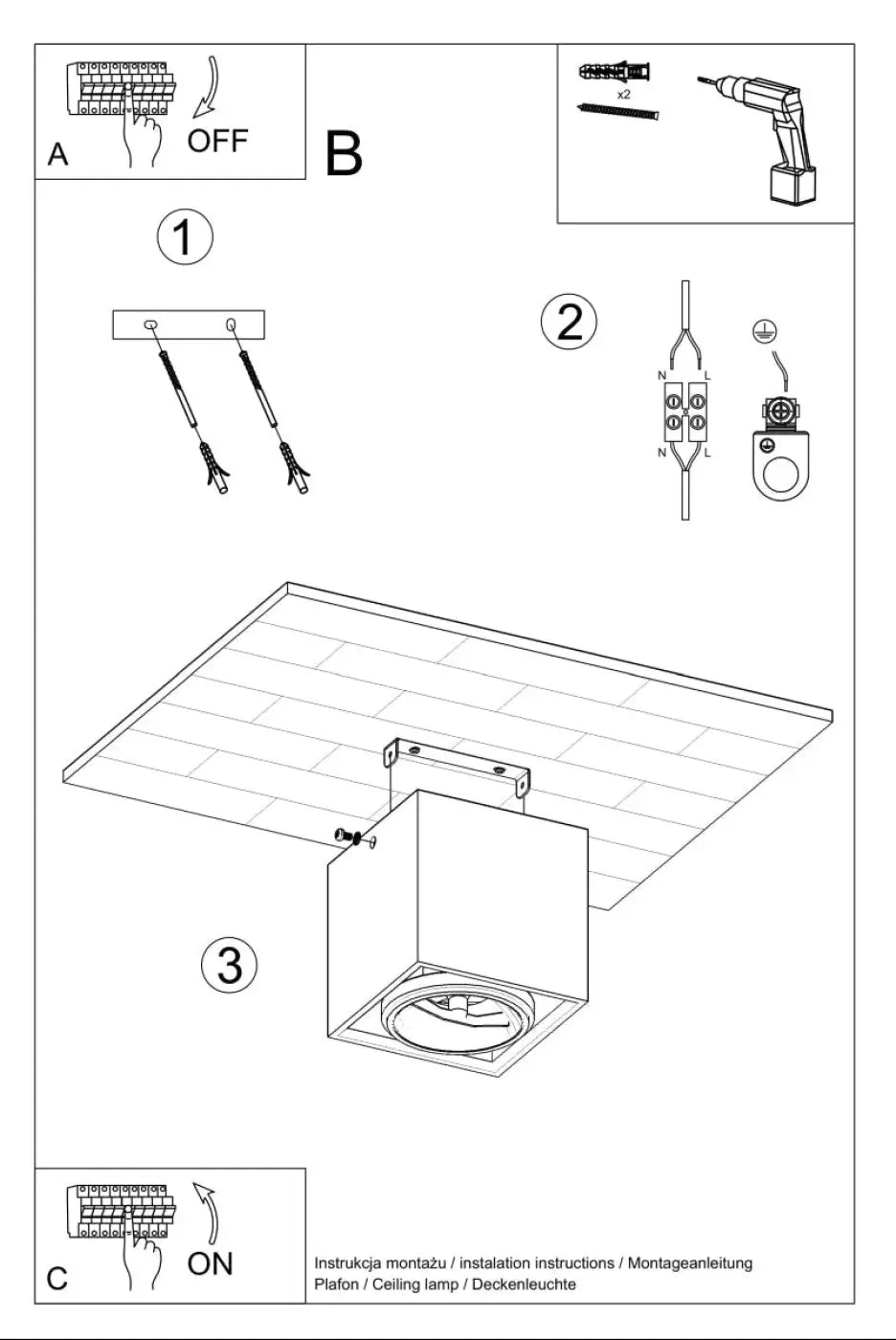 Plafonnier valde en béton durable avec luminaire encastré carré facile à nettoyer pour plafond moderne