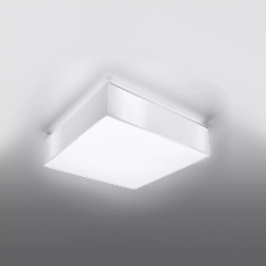Plafonnier carré blanc horus 35 avec forme riche et design moderne pour éclairage polyvalent et minimaliste