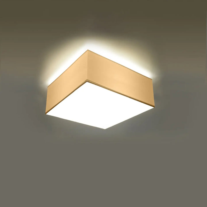 Plafonnier carré horus blanc avec abat-jour en tissu beige chaud et panneau lumineux blanc pour éclairage polyvalent forme riche