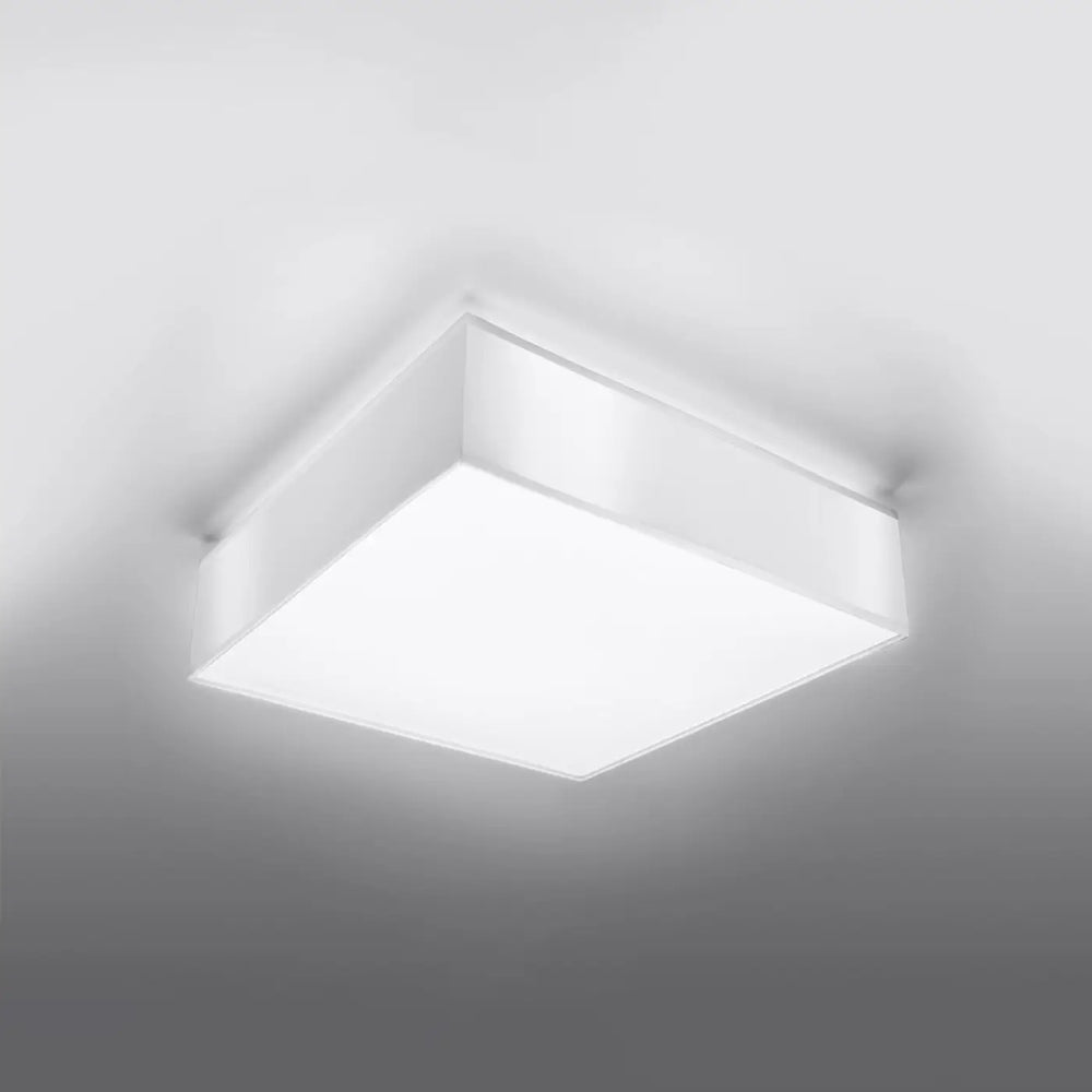 Luminaire plafonnier horus 55 blanc avec forme riche et éclairage polyvalent, plafonnier carré moderne et minimaliste