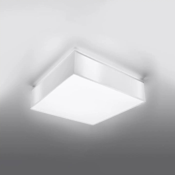 Luminaire plafonnier horus 55 blanc avec forme riche et éclairage polyvalent, plafonnier carré moderne et minimaliste
