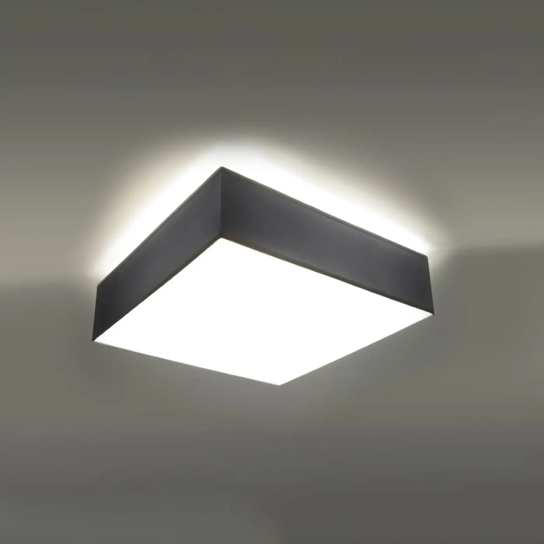 Luminaire plafonnier horus 35 gris avec plafonnier carré à forme riche et éclairage polyvalent blanc brillant