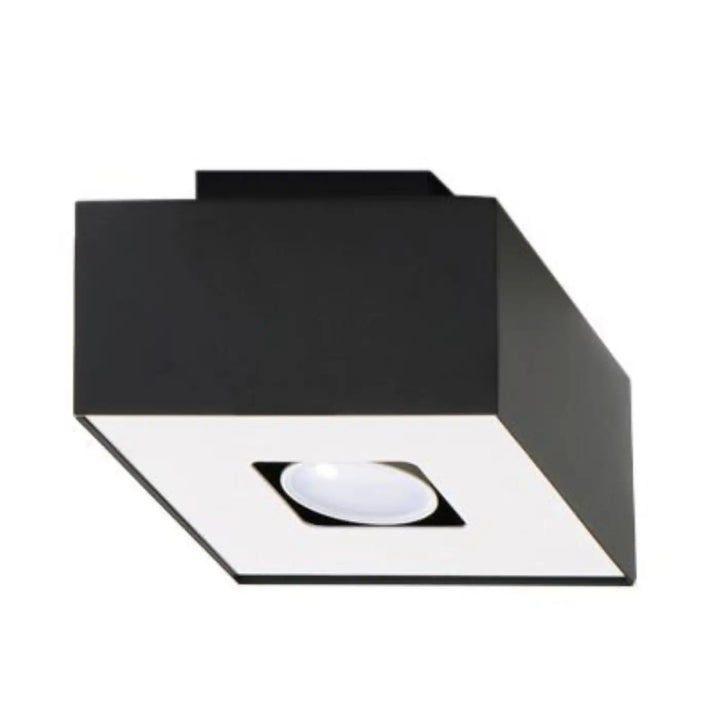 Plafonnier moderne mono noir carré en noir et blanc avec design épuré idéal pour éclairage intérieur contemporain