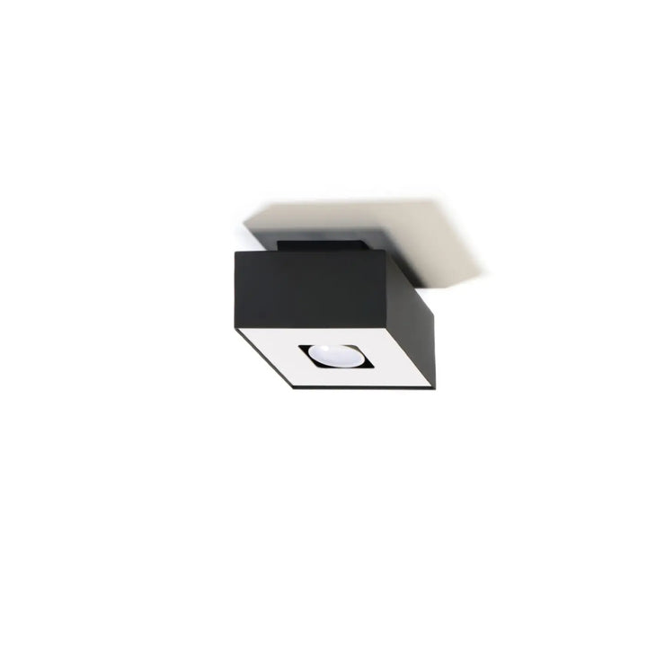 Plafonnier moderne mono noir en carré blanc et noir avec design minimaliste spot allongé pour intérieur contemporain
