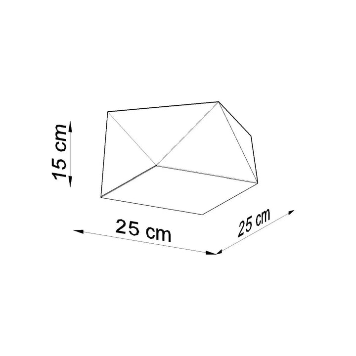 Plafonnier hexa 25 argent avec base carrée 25 cm x 25 cm et hauteur 15 cm en lignes géométriques minimalistes noires