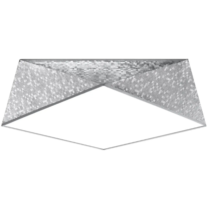 Luminaire plafonnier hexa 45 argent avec design mosaïque pixelisé argenté et cadre métallique moderne