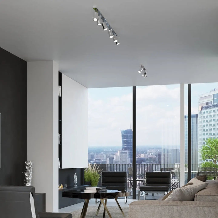 Luminaire plafonnier ring 3 chromé avec spots réglables en chrome que vous pouvez facilement installer pour un éclairage moderne