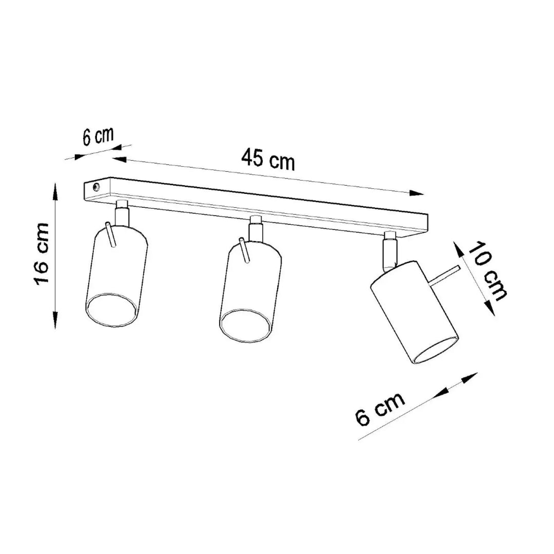 Luminaire plafonnier ring 3 chromé avec trois lumières cylindriques minimalistes que vous pouvez facilement installer