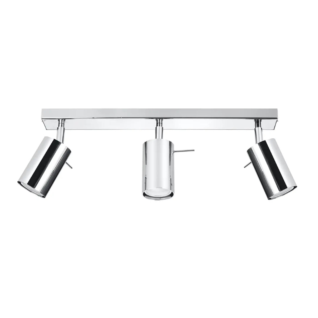 Luminaire plafonnier ring 3 chromé avec trois spots cylindriques à bras réglables que vous pouvez facilement installer