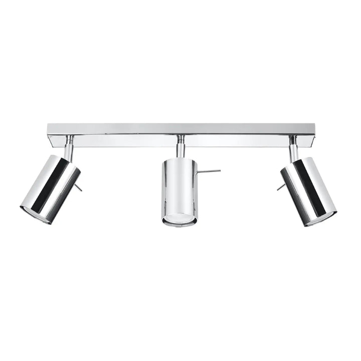Luminaire plafonnier ring 3 chromé avec trois spots cylindriques à bras réglables que vous pouvez facilement installer