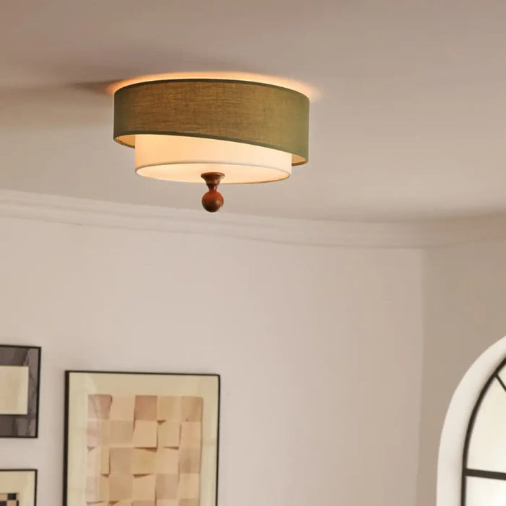 Luminaire plafonnier circulaire design antique en vert ou blanc