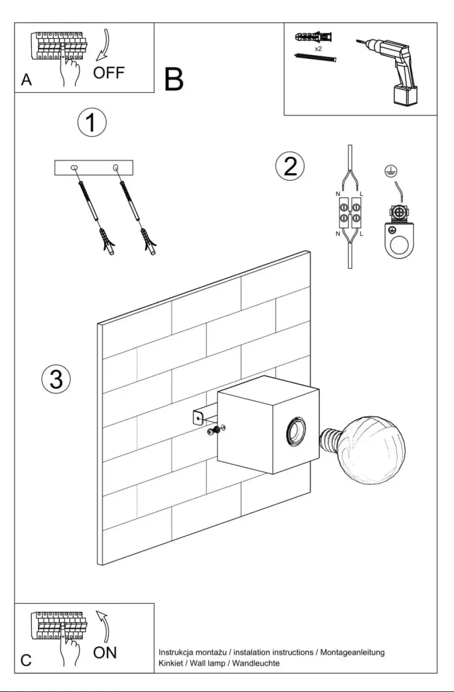 Applique murale ariz en béton blanc avec douille circulaire et support mural style loft