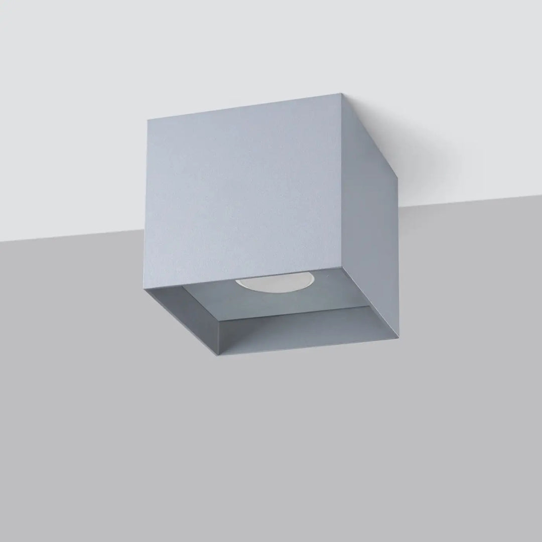 Luminaire plafonnier industriel gris avec lampe encastrée circulaire facile à installer pour intérieur moderne