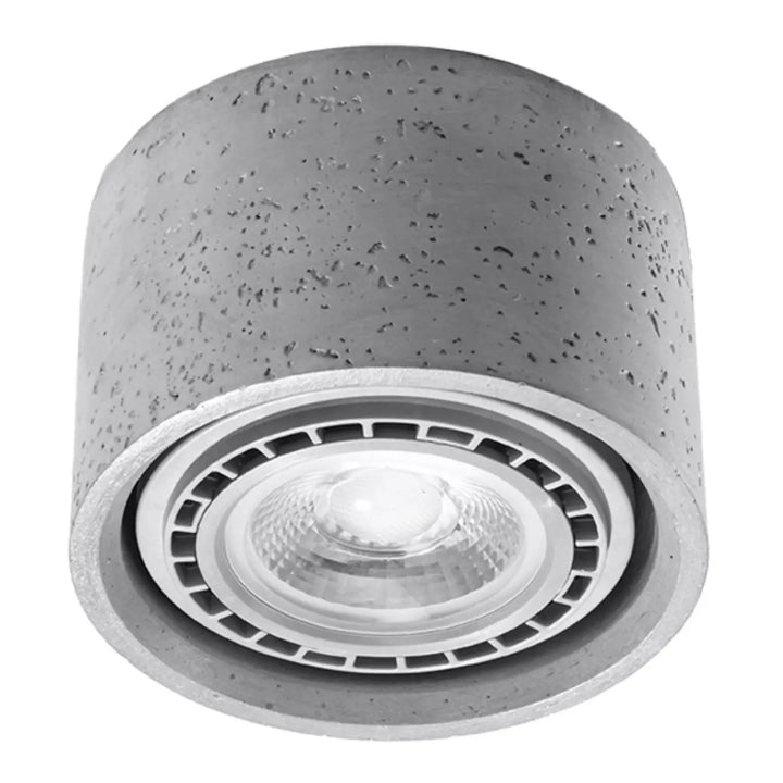 Plafonnier basic en béton gris avec finition métallique argentée et ampoule led style loft sentez mieux