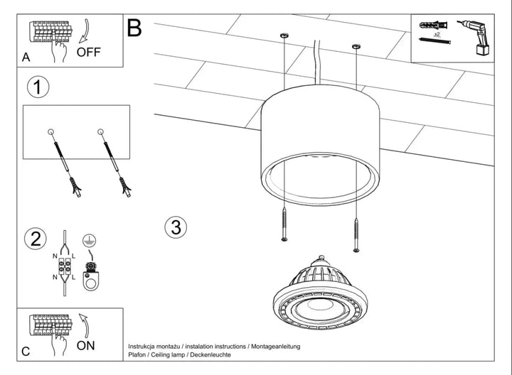Plafonnier basic avec abat-jour cylindrique en verre dépoli et led intégrée style loft sentez mieux béton