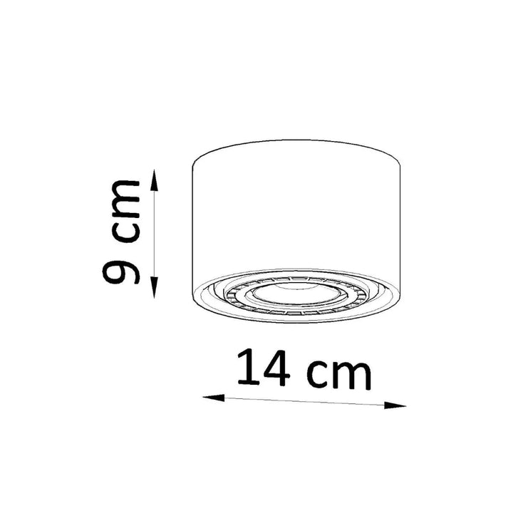 Luminaire plafonnier basic 1 en béton style loft avec reliefs circulaires concentriques, hauteur 9 cm diamètre 14 cm