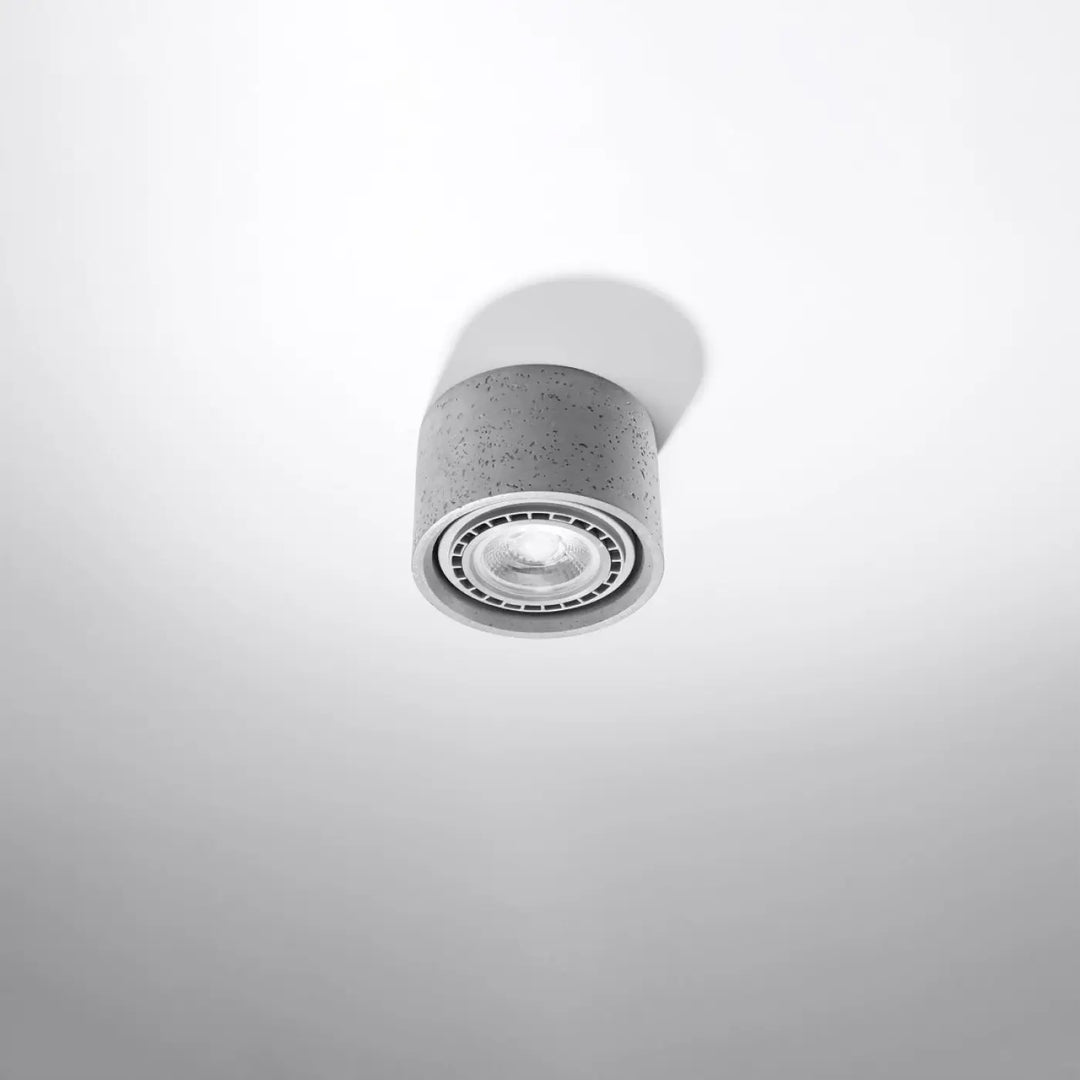 Luminaire plafonnier basic 1 style loft en béton avec éclairage led visible et bordure métallique pour sentez mieux