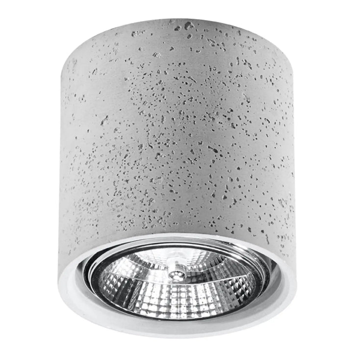 Luminaire plafonnier béton cullo gris cylindrique avec réflecteur chrome poli et forme simple en béton durable