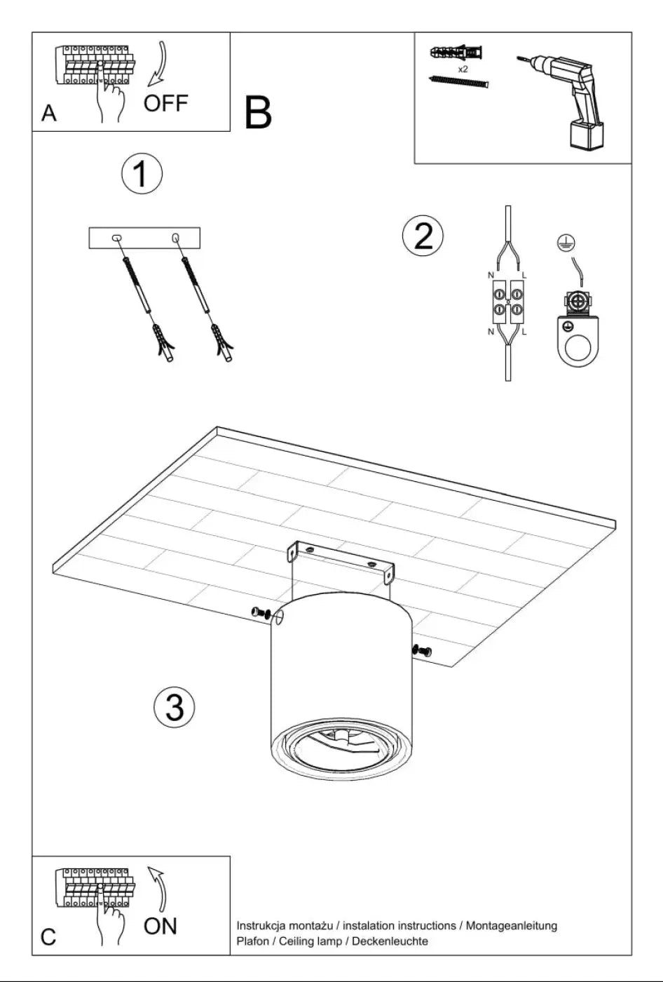 Schéma d'installation du luminaire