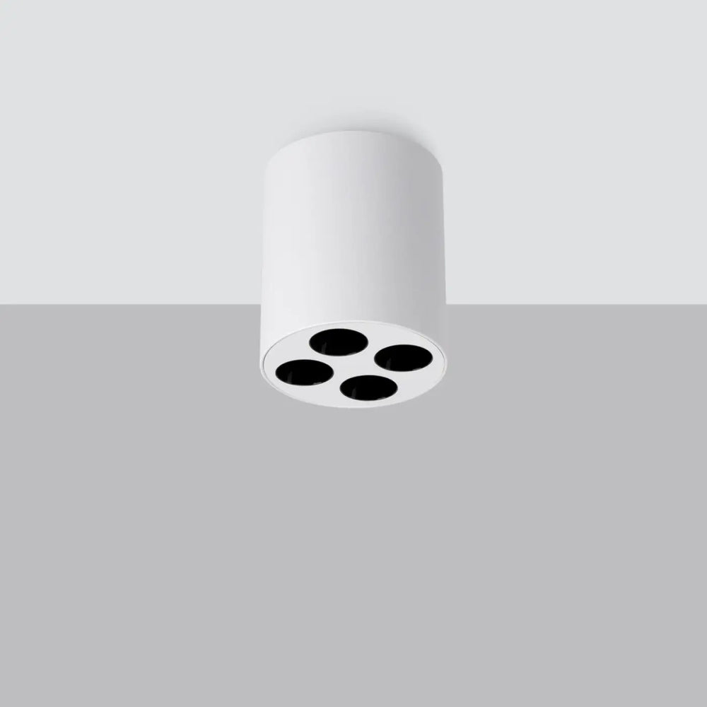 Luminaire plafonnier zoe led blanc avec quatre ouvertures led noires design moderne et combinaison parfaite lampe zoe