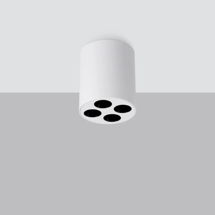 Luminaire plafonnier zoe led blanc avec quatre ouvertures led noires design moderne et combinaison parfaite lampe zoe