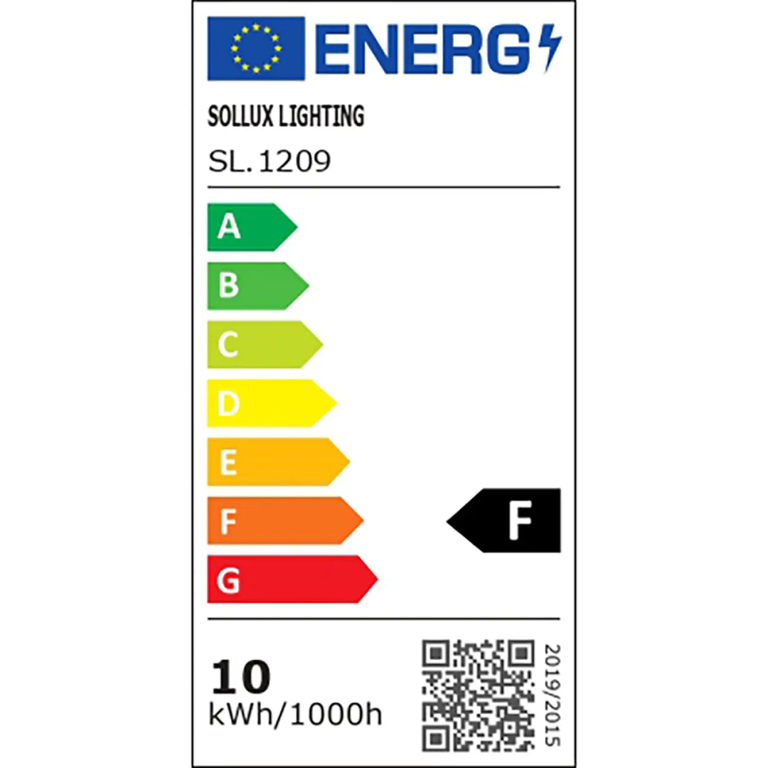 Étiquette énergétique sollux lighting sl1209 avec classement a-g vert à rouge et consommation 10 kwh pour lampe zoe design moderne