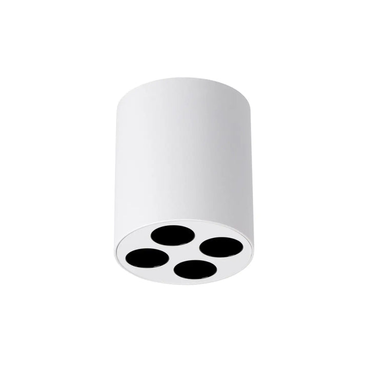 Lampe zoe plafonnier blanc cylindrique avec quatre ouvertures circulaires noires design moderne combinaison parfaite