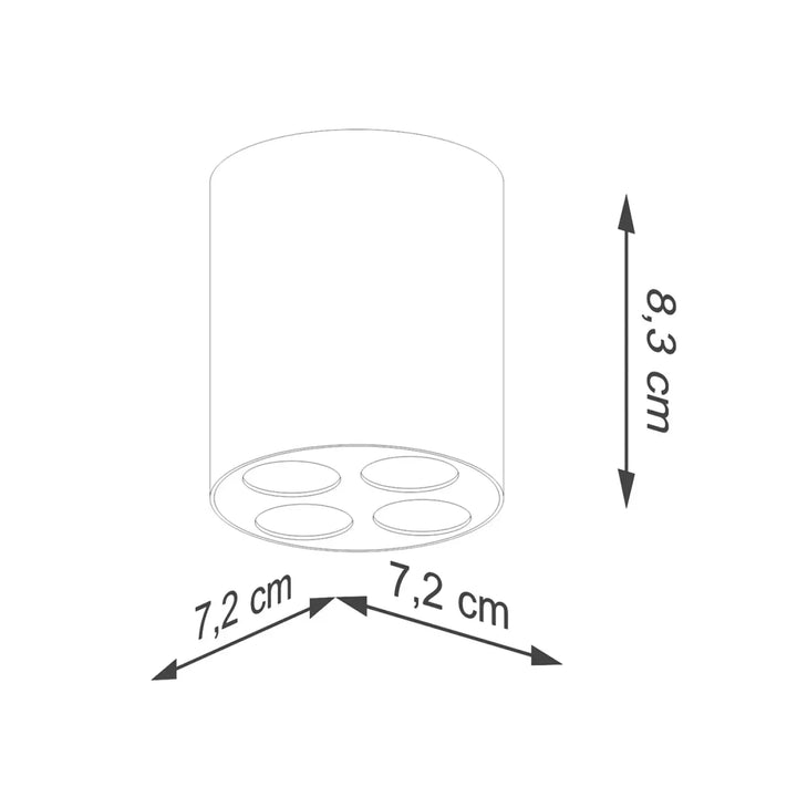 Luminaire plafonnier zoe led blanc cylindre design moderne avec quatre sources lumineuses et dimensions compactes