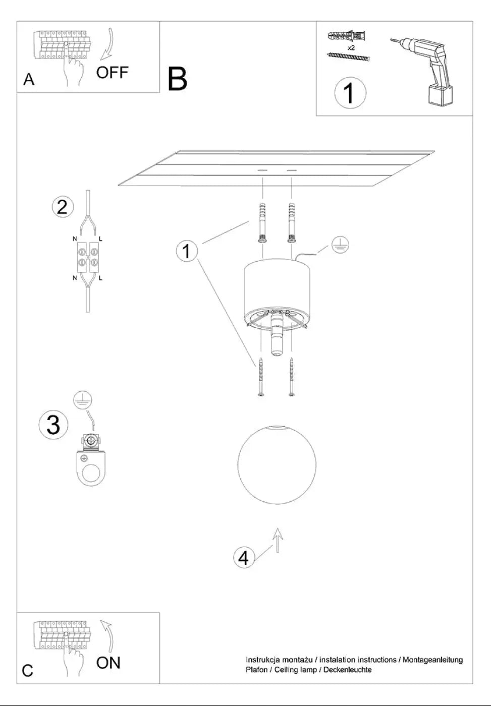 Schéma d'installation du luminaire
