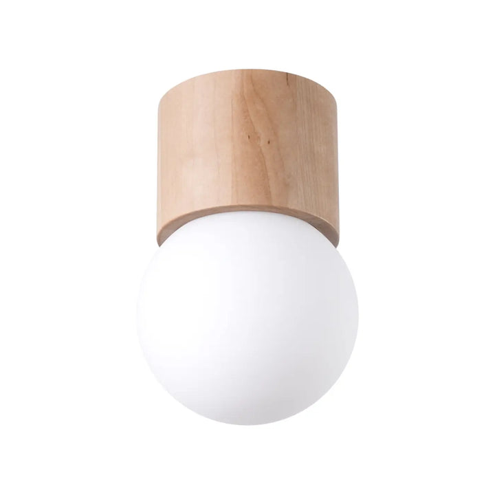 Luminaire plafonnier boomo 8 style raffiné avec abat-jour en verre satiné blanc et bois naturel minimalisme scandinave