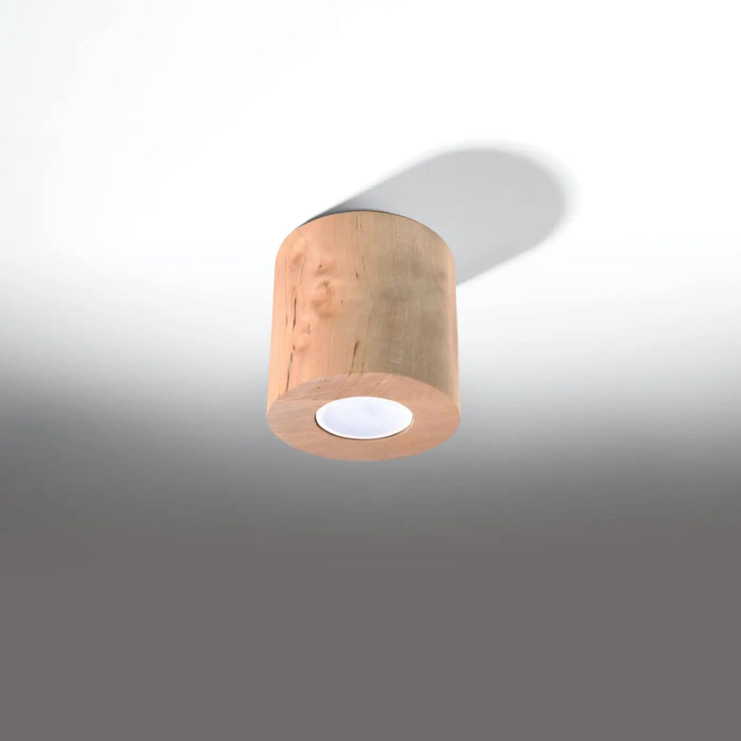 Luminaire plafonnier orbis en bois naturel cylindrique avec ampoule led blanche pour une ambiance chaleureuse montées individuellement