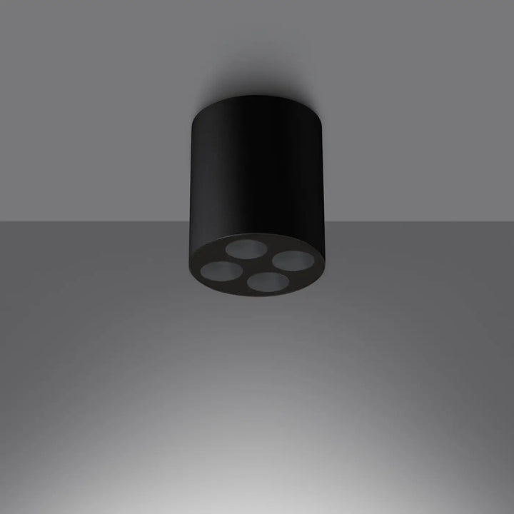 Luminaire plafonnier zoe led noir avec quatre découpes circulaires design moderne et combinaison parfaite pour éclairage intérieur