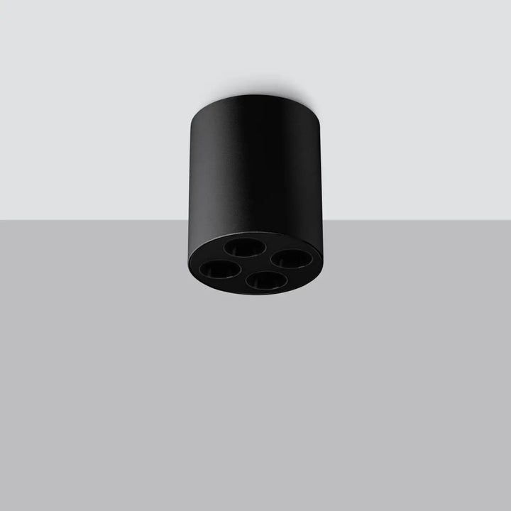 Lampe zoe plafonnier noir cylindrique avec quatre ouvertures circulaires design moderne et combinaison parfaite