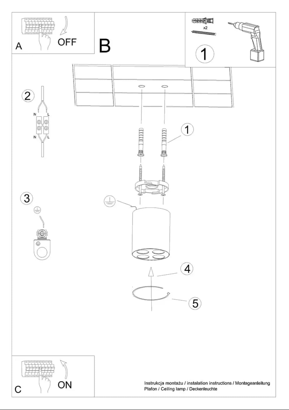 Schéma d'installation du luminaire