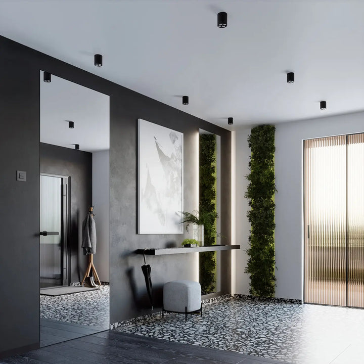 Ottoman blanc moderne minimaliste avec pieds en métal noir pour une combinaison parfaite avec la lampe zoe design moderne