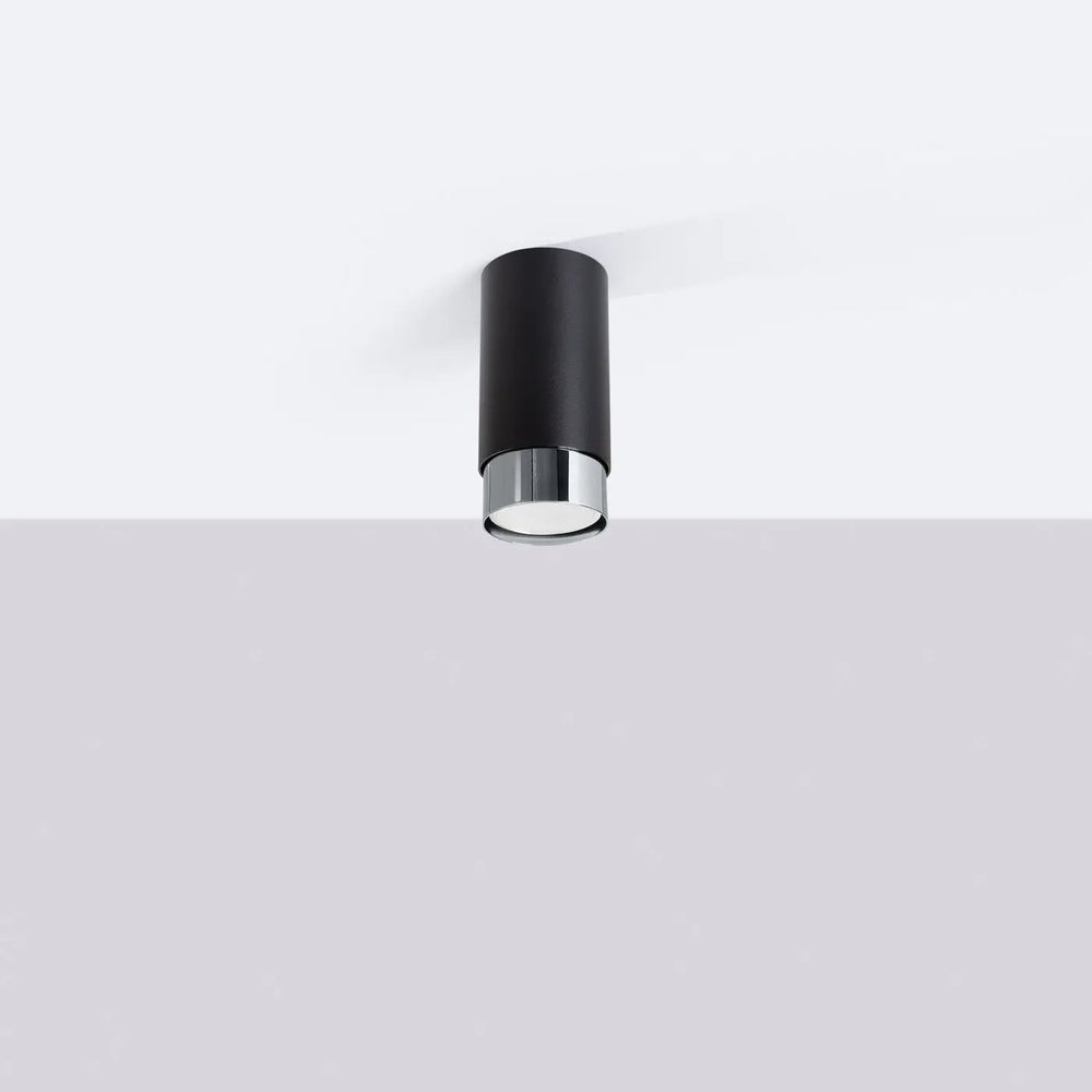 Luminaire plafonnier nero 12,5 noir chrom avec design moderne cylindrique encastré et finition chrome poli