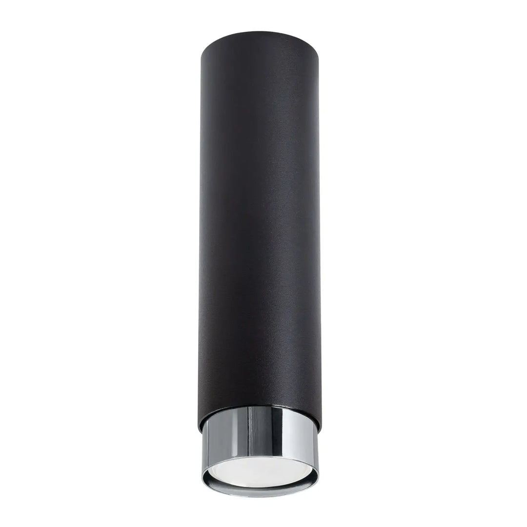Luminaire plafonnier nero 22,5 avec design moderne noir chrom, cylindre matte et base chrome poli