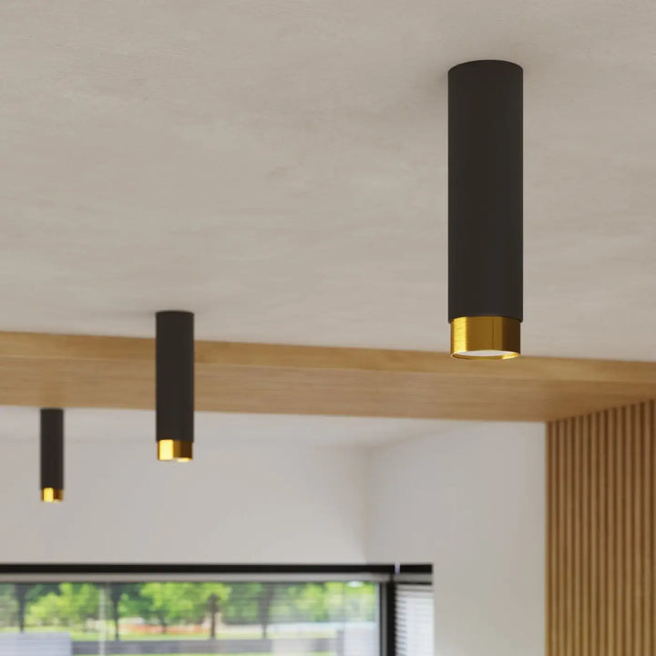 Luminaire plafonnier nero 12,5 noir doré cylindre plafond nero design moderne qui allie élégance et sophistication