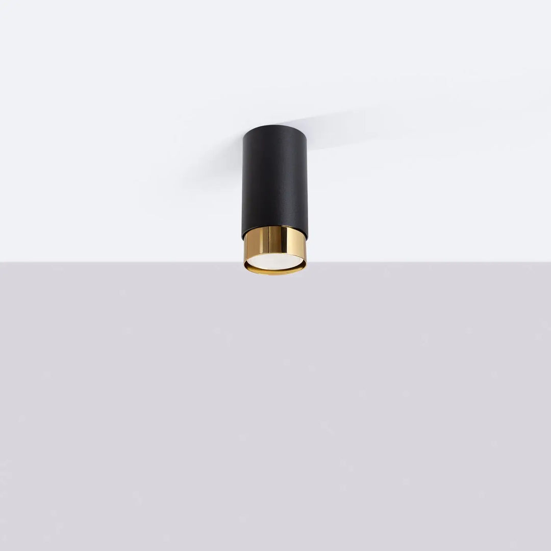Luminaire plafonnier nero 12,5 noir doré design moderne allie élégance avec un cylindre encastré orné d’un anneau doré