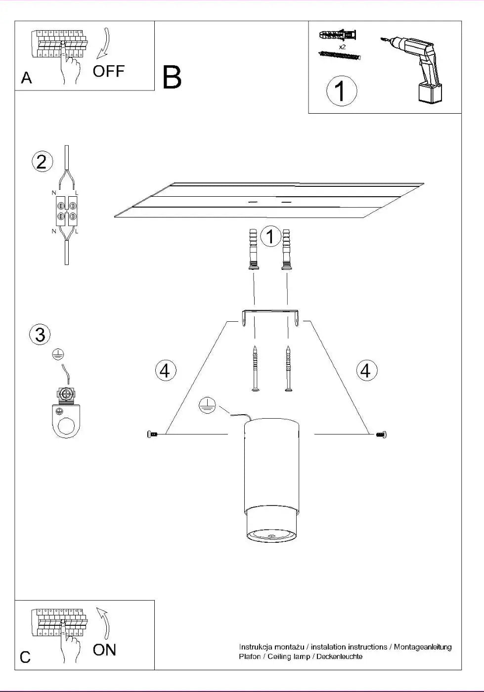Schéma d'installation du luminaire