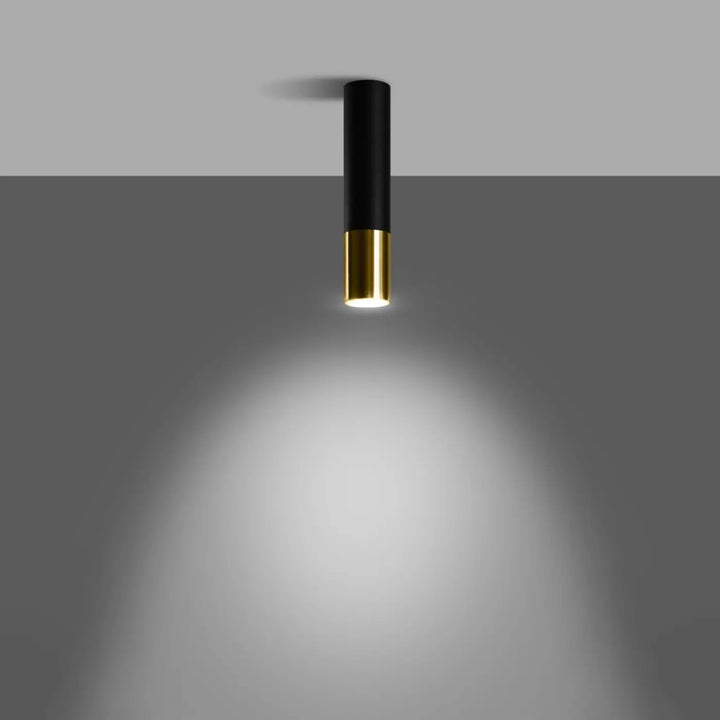 Plafonnier loopez noir en métal noir et doré avec un éclairage cylindrique brillant pour lélégance contemporaine
