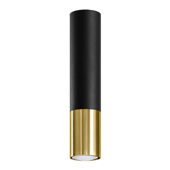 Plafonnier loopez noir cylindrique noir et doré avec finition mate et accents métalliques brillants pour élégance contemporaine