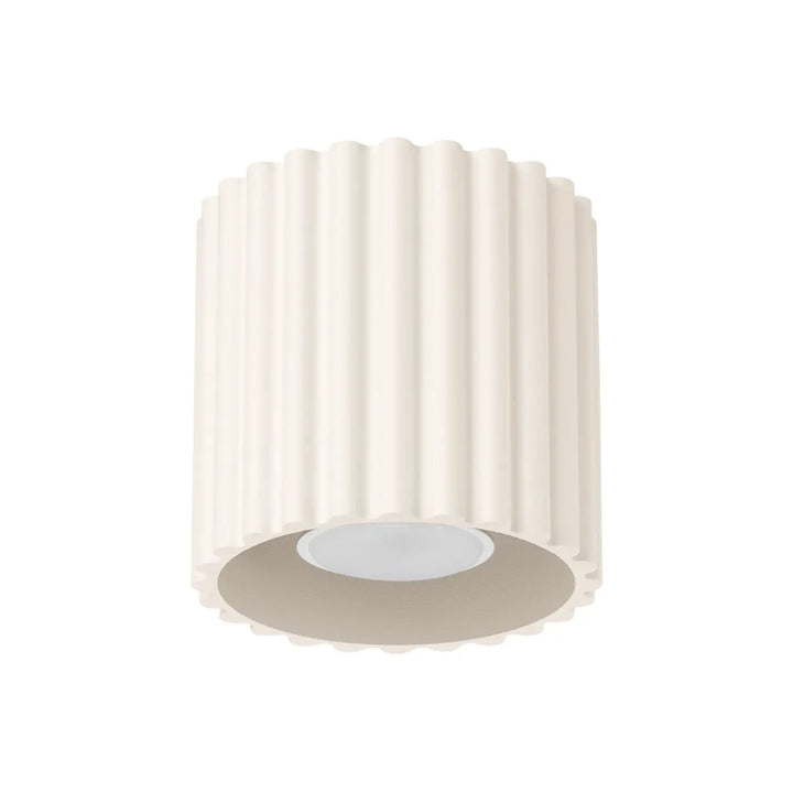 Luminaire plafonnier aura 1 beige en forme unique inspirée avec lumière led encastrée et rainures verticales flûtées